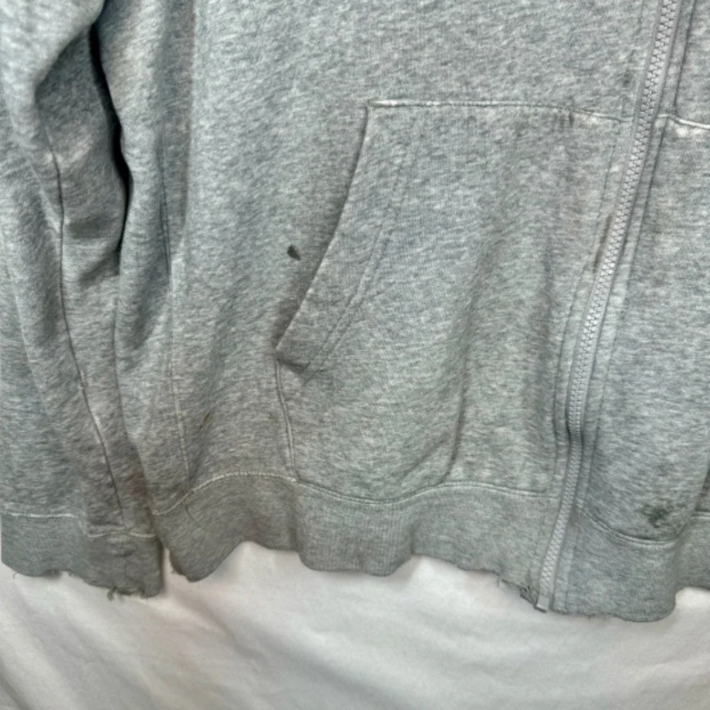 Nike Full Zip Hoodie Sweatshirt Everyday Casual Comfy Gray Diatressed‎ Sz Large